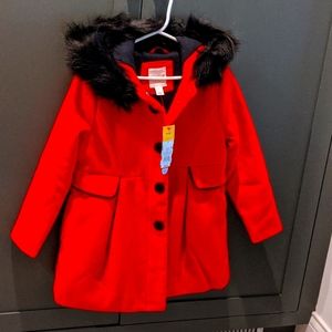 Cat & Jack Toddler girls' Faux Fur Hooded Coat - Red Size 6